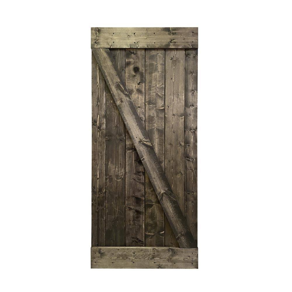 Calhome Z Bar 42-in x 84-in Espresso 1-Panel Stained Pine Wood Single Barn Door in Brown | DOOR-DIY-B42CT