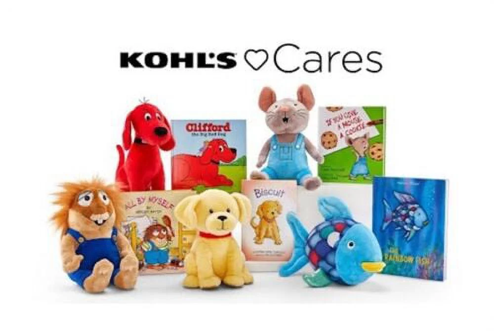 Kohl's Set Of 5 Plush & Books Rainbow Fish Cookie Mouse Biscuit Clifford Critter New