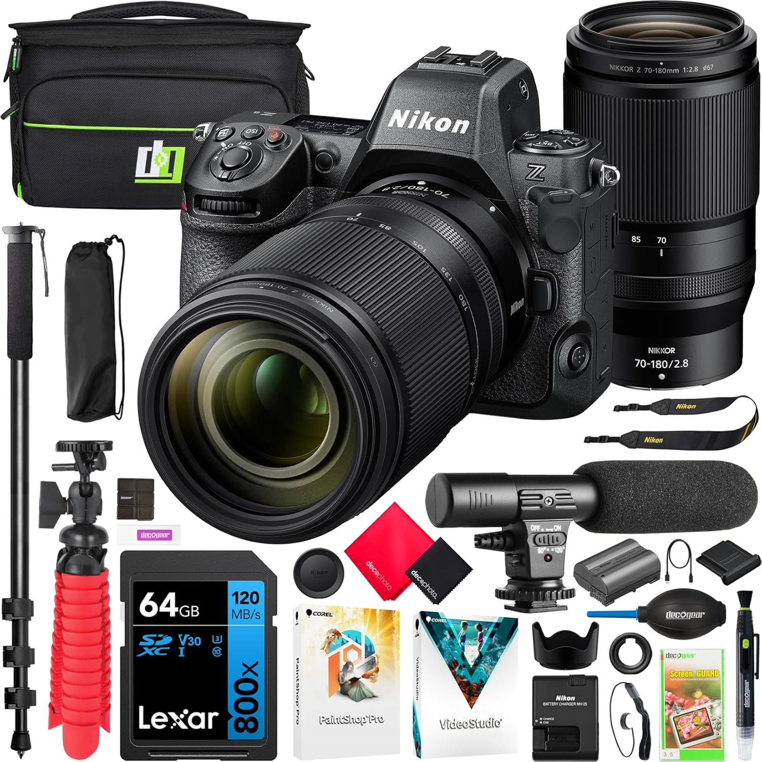 Nikon Z8 Professional Full Frame Mirrorless 8K Video & Stills Hybrid FX Camera Body with 70-180mm F2.8 Zoom Lens Kit 1695 Bundle with Deco Gear