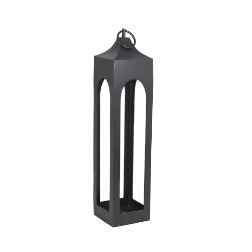 Large Black Lantern, Rustic Metal Decorative Lantern with Glass Panels, Candle Holder for Indoor & Outdoor, Home Decor for Patio, Garden & Tabletop