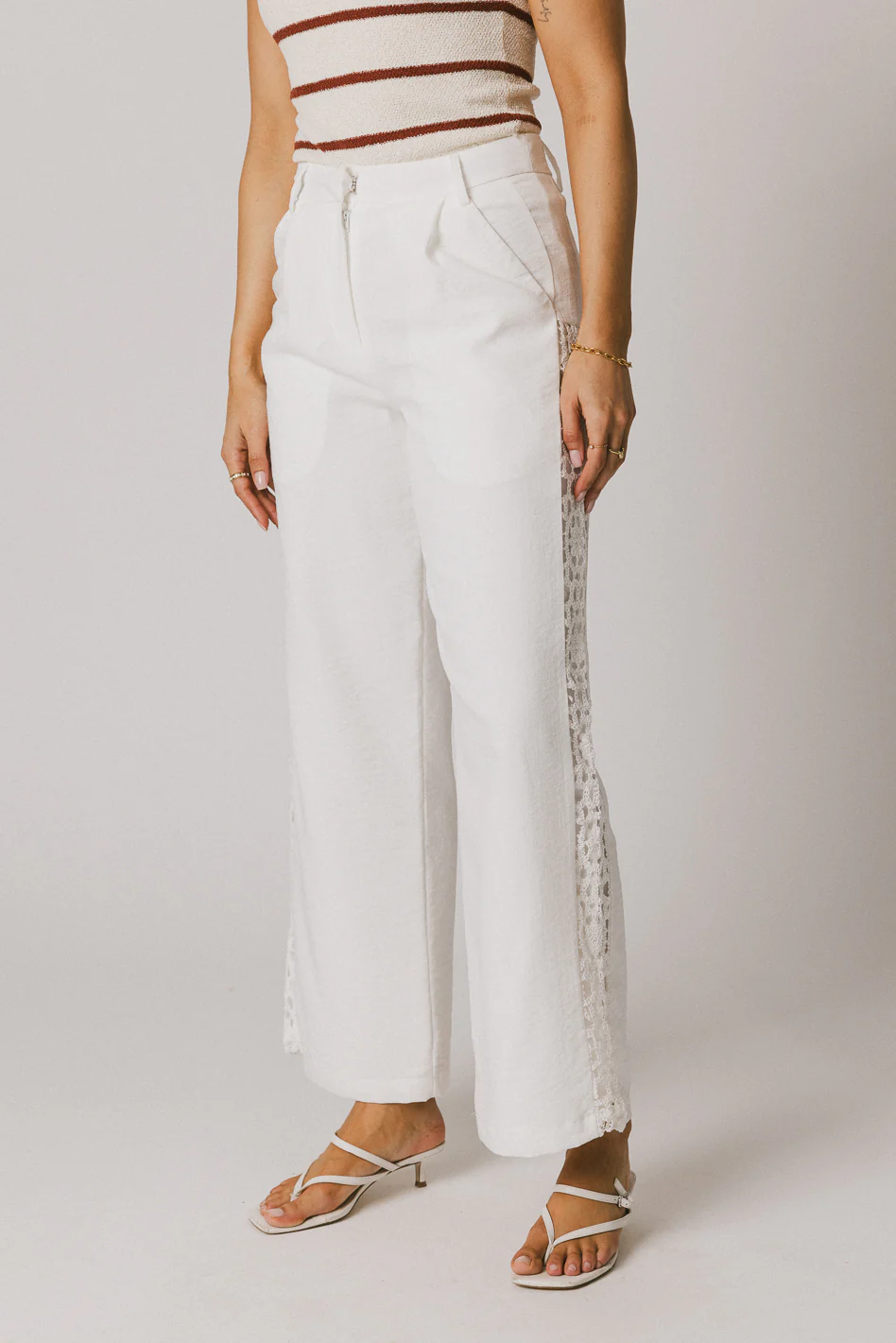 Karie Crochet Pants in White - FINAL SALE