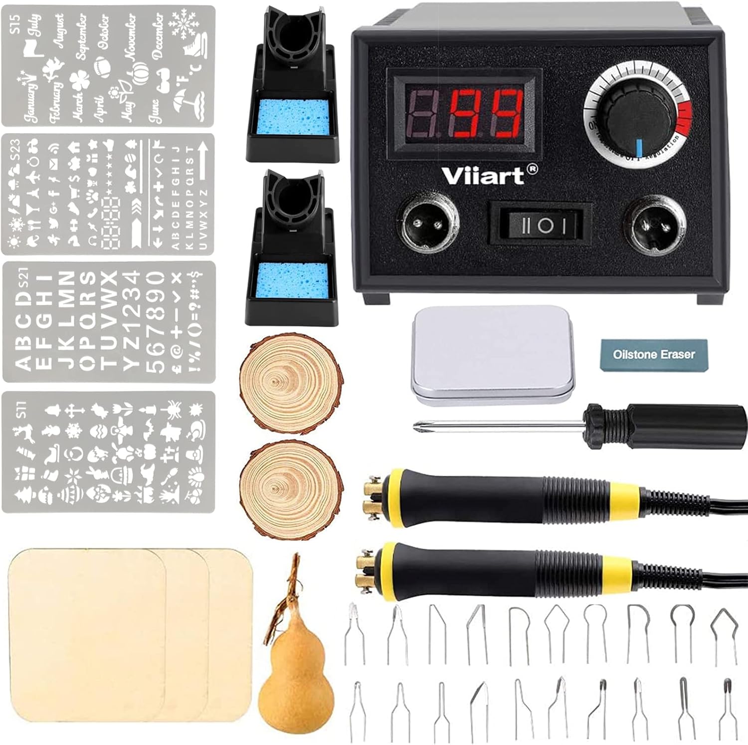 Professional Pyrography Tool Kit 60W Upgraded Wood Burning Kits with 20pcs Pyrography Wire Tips Digital Adjustable Pyrography Machine for Wood and