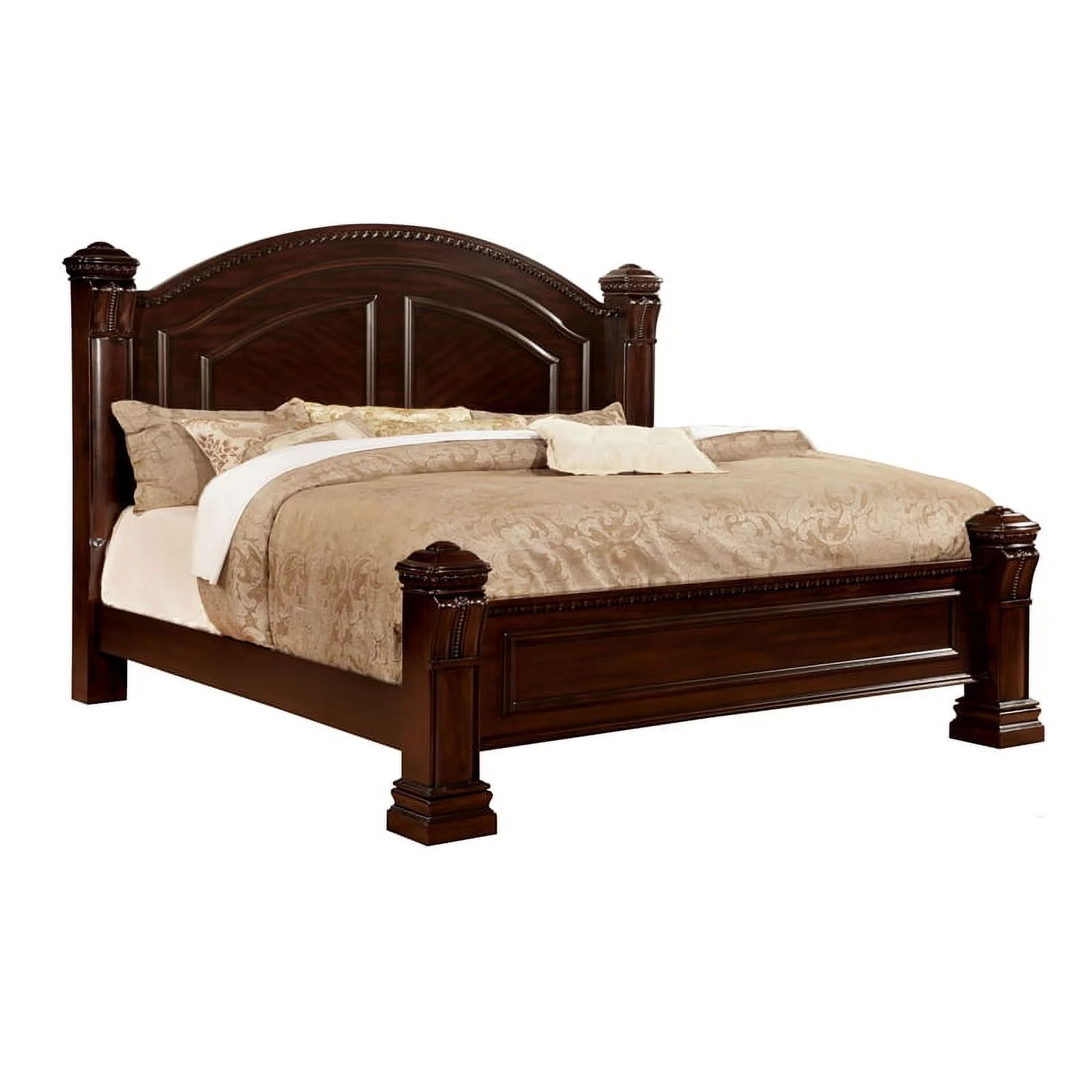 Furniture of America Oulette Transitional Wood King Panel Bed in Dark Cherry