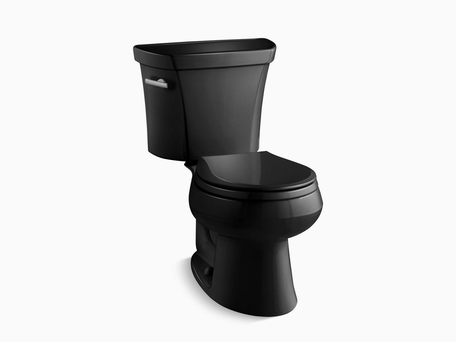Kohler K-3977-7 Wellworth Round-Front 1.6 GPF Toilet, Black