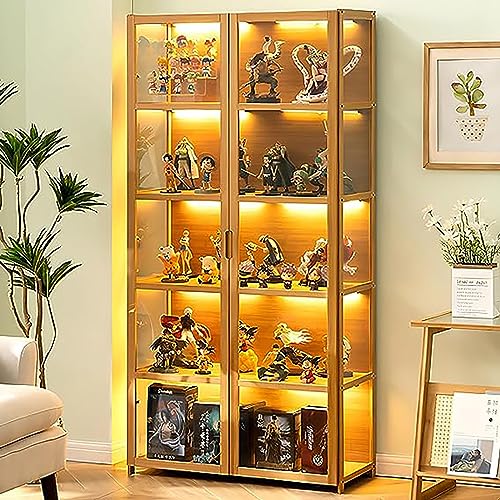 68" Curio Display Cabinet, Storage Shelves with Acrylic Glass Door, Collectibles Toy Organizers Rack & Display Shelf