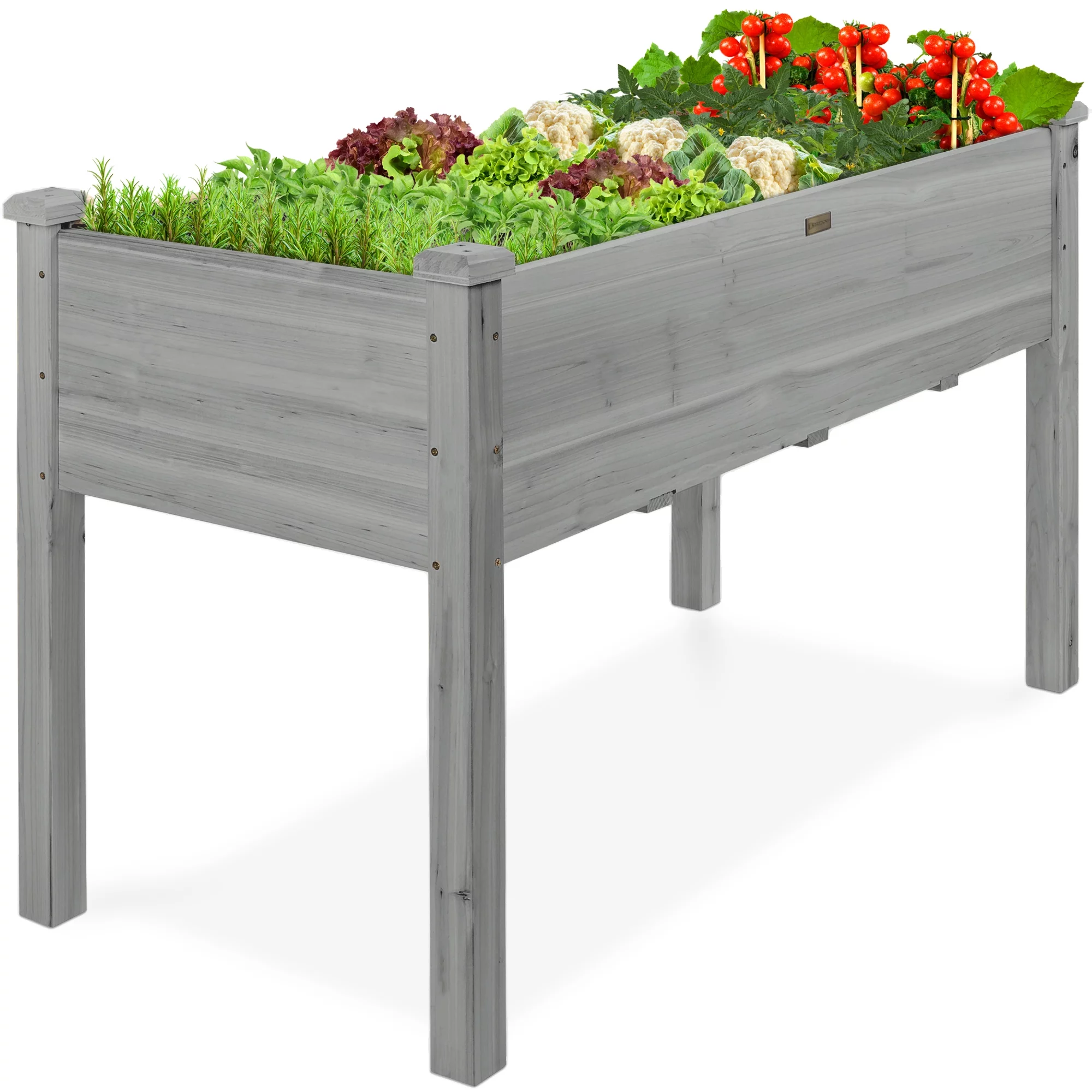 Best Choice Product 48x24x30in Raised Garden Bed, Elevated Wooden Planter for Yard w/ Foot Caps, Liner - Gray - Curated Treasures Market