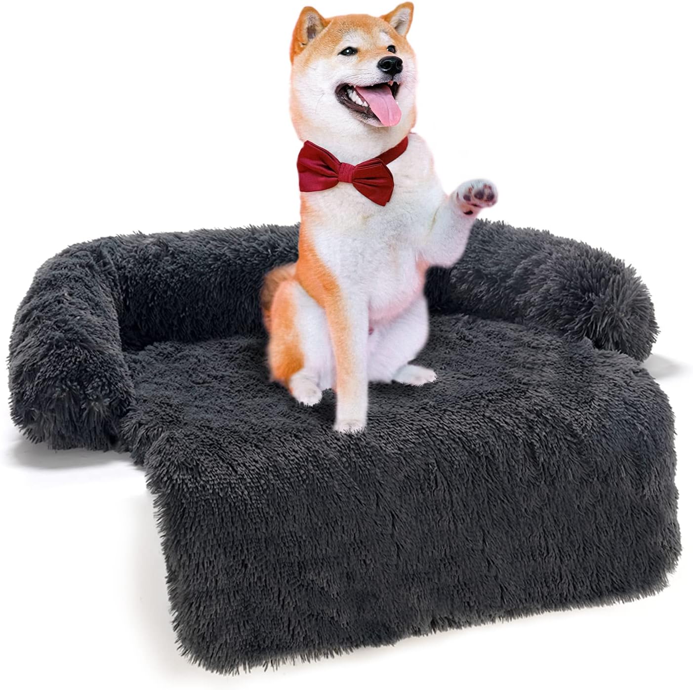 Xripple Calming Dog Bed, Soft Fluffy Plush Dog Bed Mat with Removable Washable Cover & Waterproof Liner for Furniture Protector