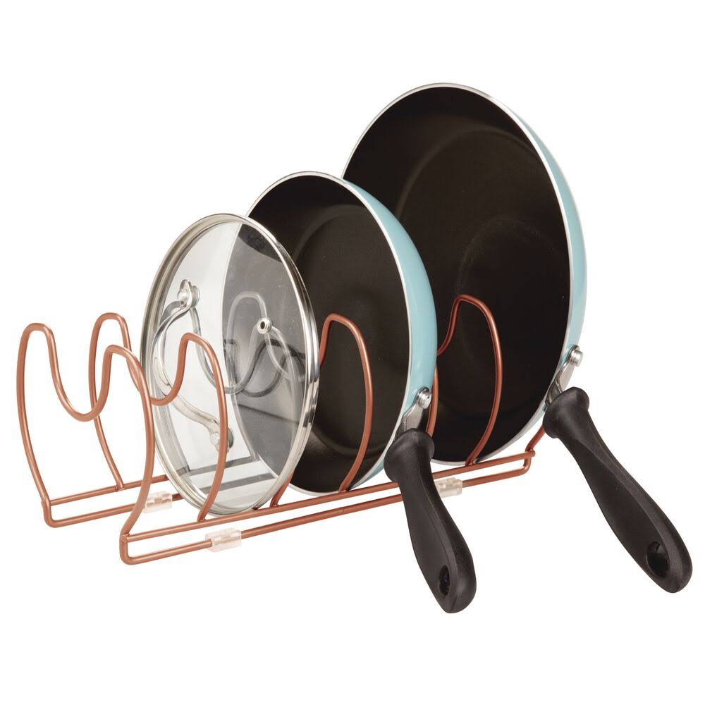 mDesign Metal Wire Pot/Pan Organizer Rack for Kitchen Cabinet, Pantry Shelves, 6 Slots for Vertical or Horizontal Storage of Ski
