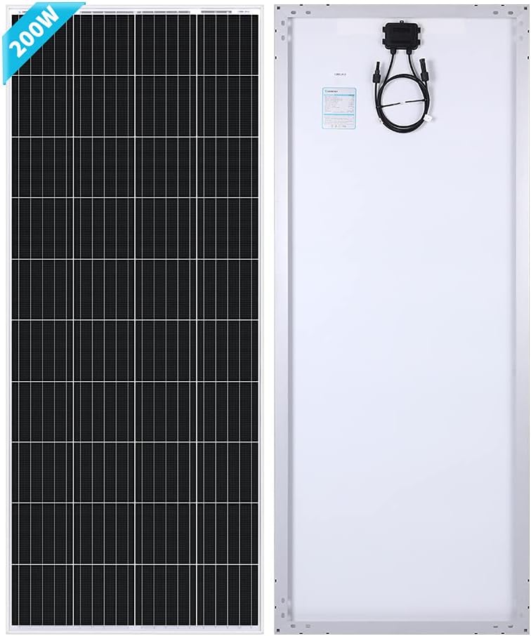 Renogy Solar Panel 200 Watt 12 Volt High-Efficiency Monocrystalline Module PV Power for Camper, Vehicle Caravan and Other Off-Grid Applications, 200W