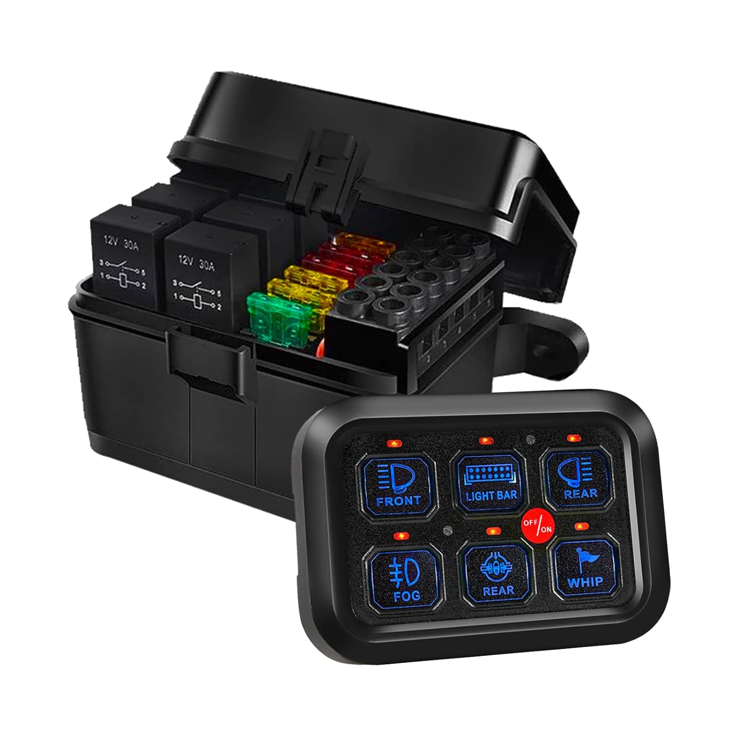 Auxpower 8 Gang Switch Panel Built-in Solid State Relay, Auxiliary Switch Panel for Jeep Truck Car Offroad SUV UTV Caravan, Automatic Dimmable