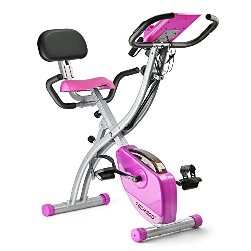 Folding Exercise Bike Portable Upright Adjustable Backrest Cycling Recumbent Stationary Bike Slim Indoor Workout Fitness Cardio Foldable Exercise
