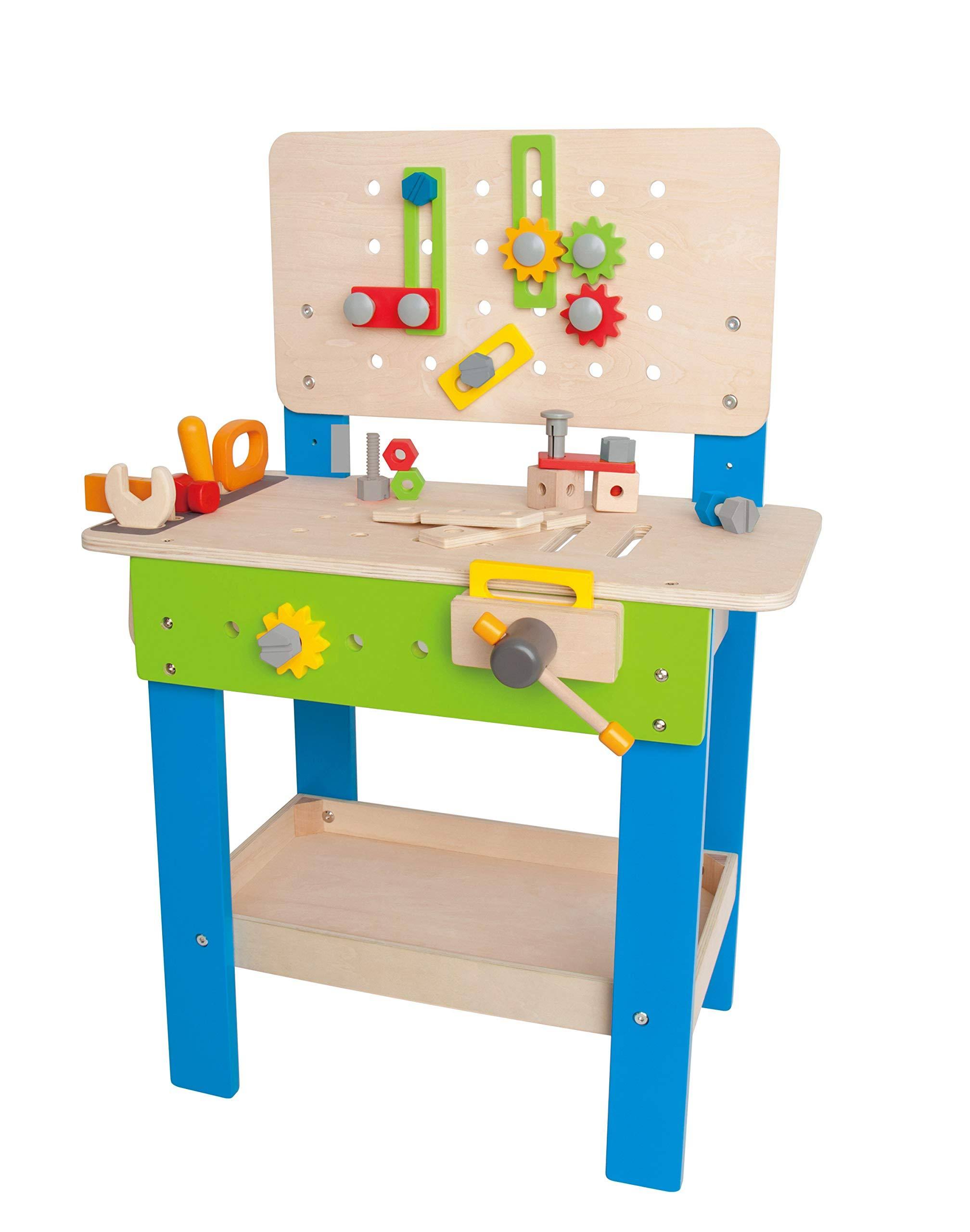 Hape Master Workbench Kid's Wooden Toolbench Pretend Builder Set