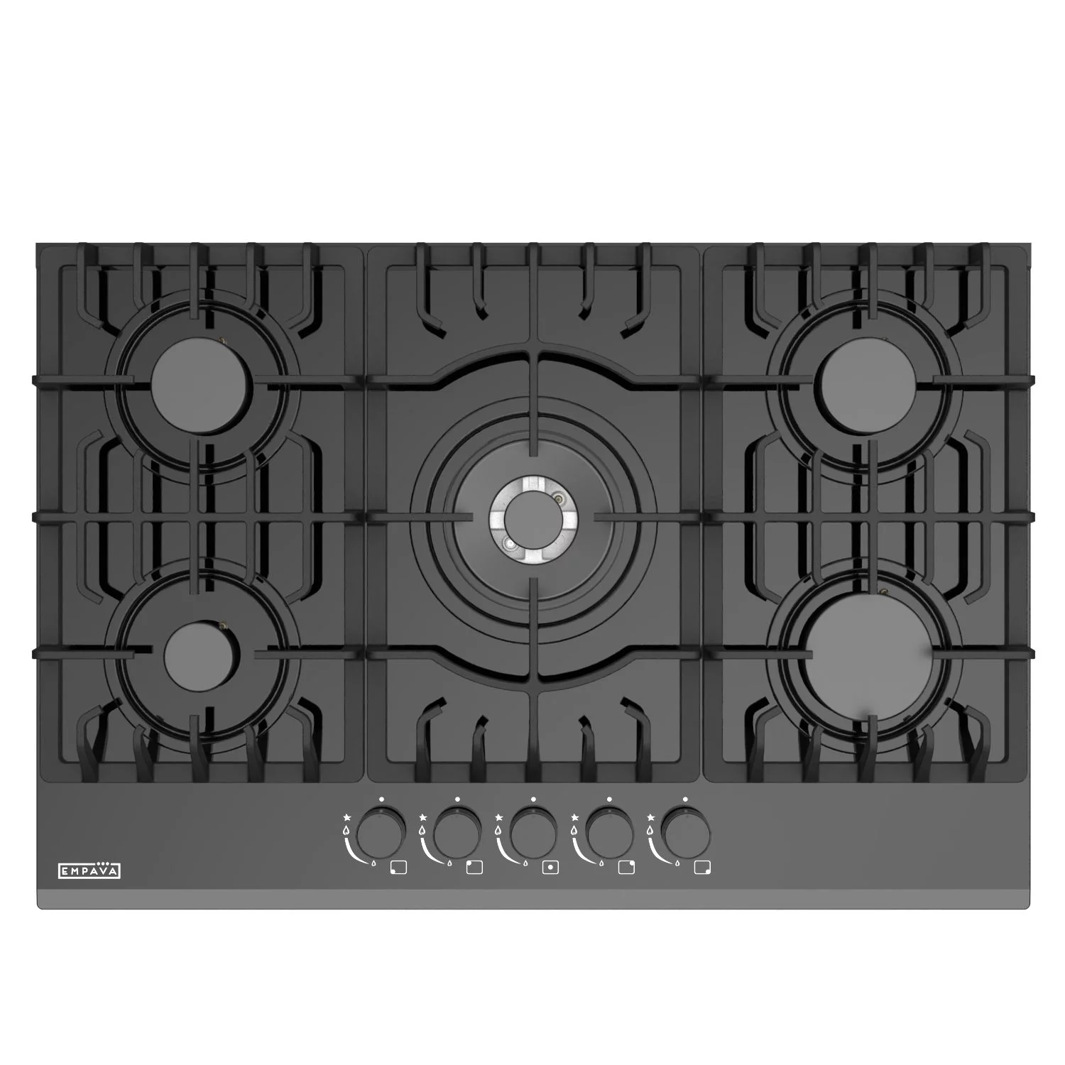 Empava 30 in. Gas Stove Cooktop 5 Italy Sabaf Sealed Burners NG/LPG Convertible in Black Tempered Glass , EMPA-30GC26