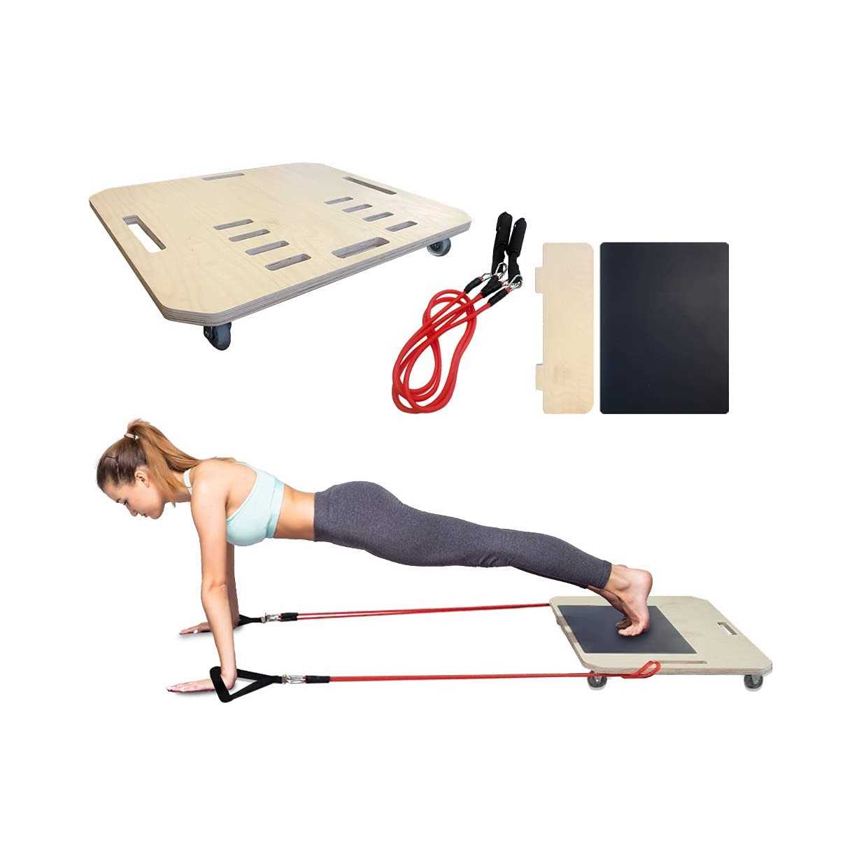 FITIS Home Pilates Reformer Edit Portable Reformer Alternative for Full Pilates Workouts and Exercises at Home with Resistance Bands