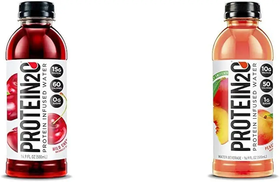 Protein2o Whey Protein Isolate Infused Water Bundle (12 Pack) - Wild Cherry and Peach Mango Flavors - Kansas Nuitrition - HNZSDS