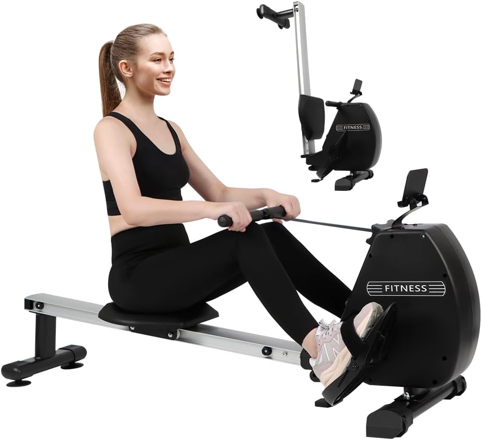 Panana Magnetic Rower Machine Compact Foldable Rowing Machine for Home Use with Quiet Resistance 8 Levels, 300lb Weight Capacity