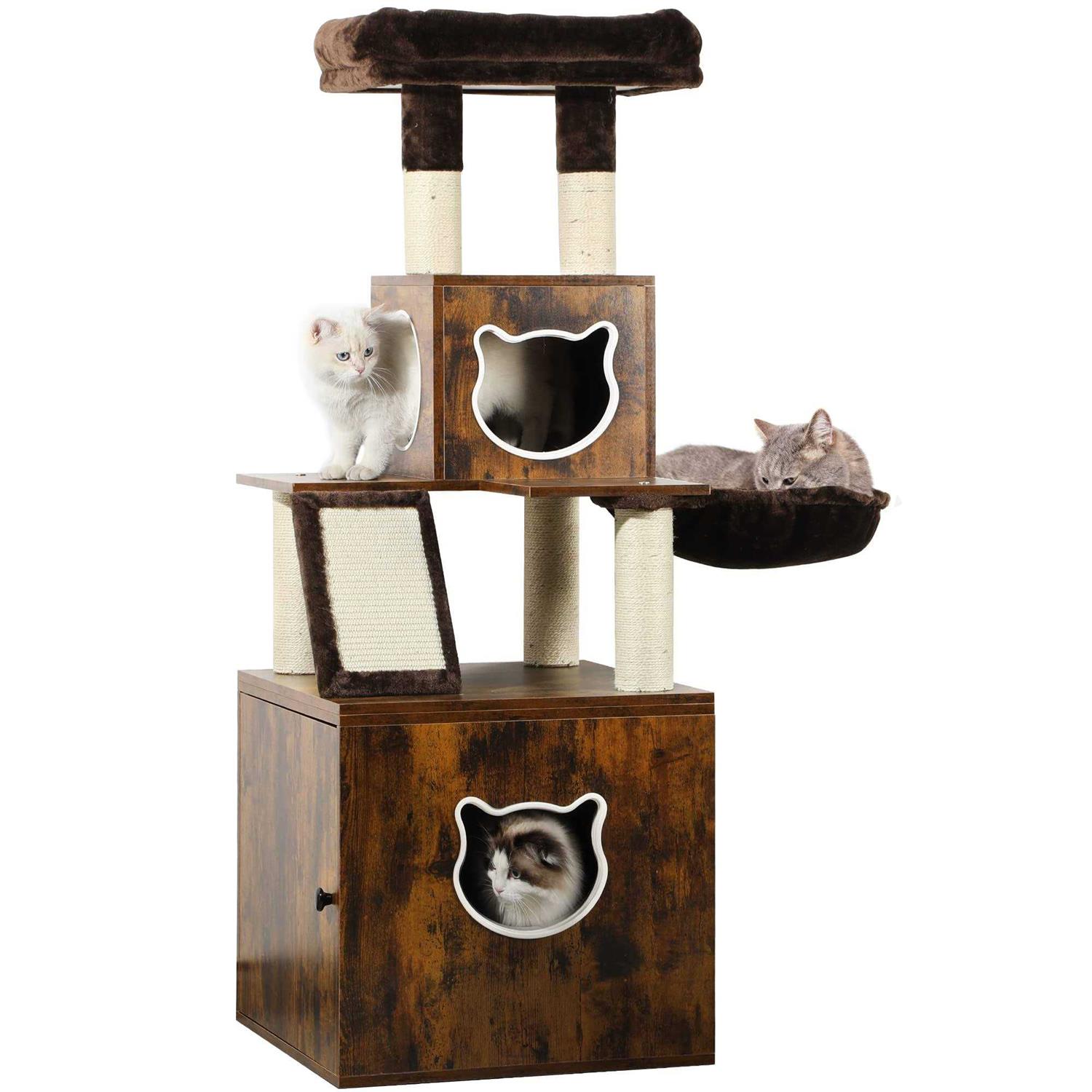 YITAHOME Modern Cat Tree with Litter Box Enclosure, Combo Endtable and - Pet Supplies online store