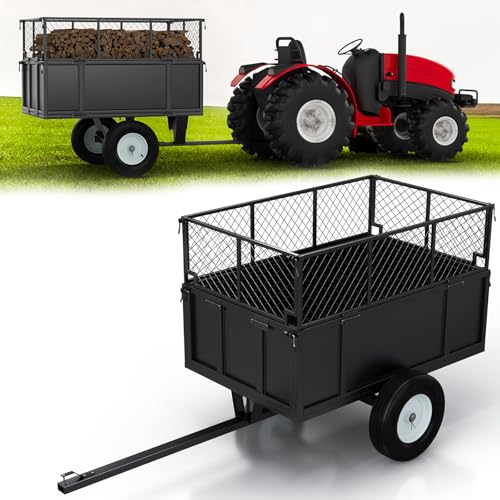 Heavy Duty Utility Trailer, 750lbs Capacity 17 Cu. Ft. ATV Dump Trailer, Garden and Lawn Mower Trailer with Removable Sides