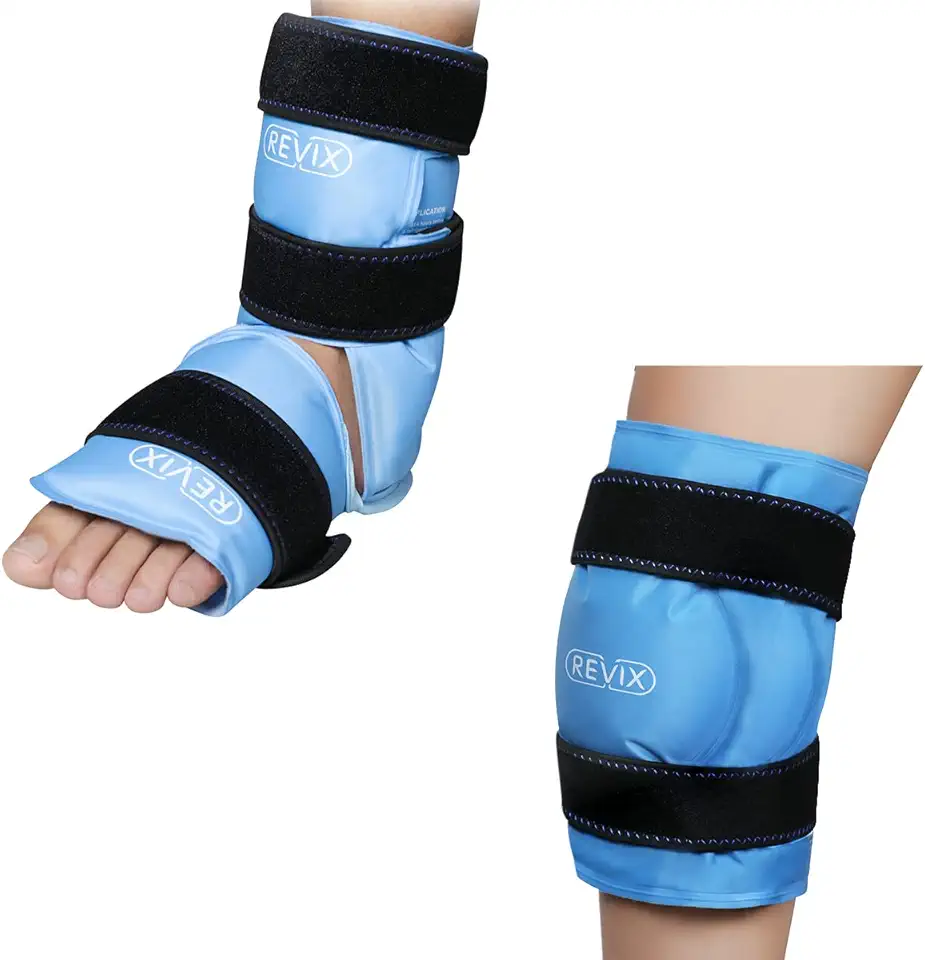 REVIX Reusable Gel Cold Pack for Knee Pain Relief and Ankle Ice Pack Wrap for Injuries Reusable Gel Foot Cold Pack for Achilles Tendonitis