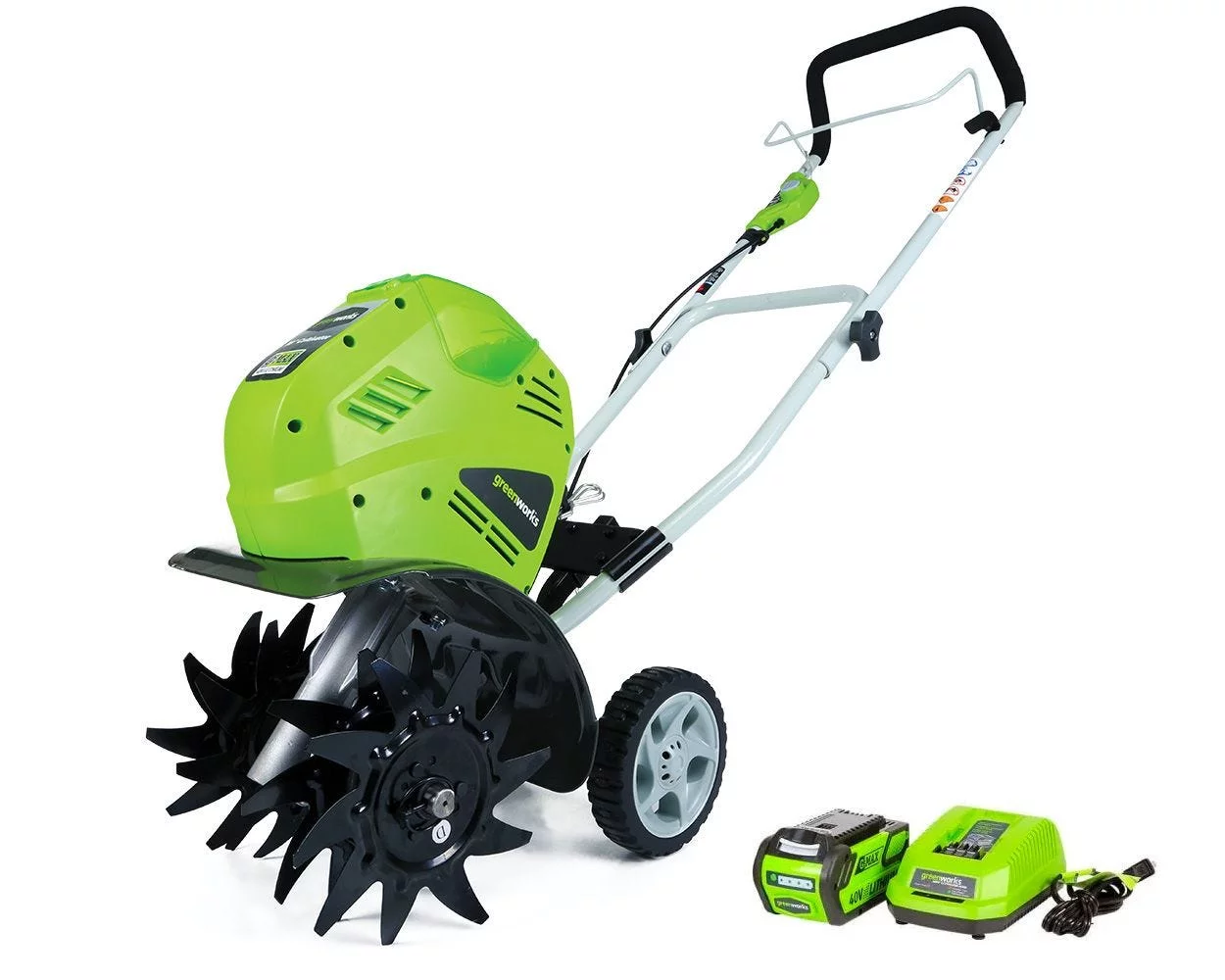 Greenworks 40V 10-inch Cordless Cultivator/Tiller with 40 Ah Battery and Charger, 27062 - Curated Treasures Market