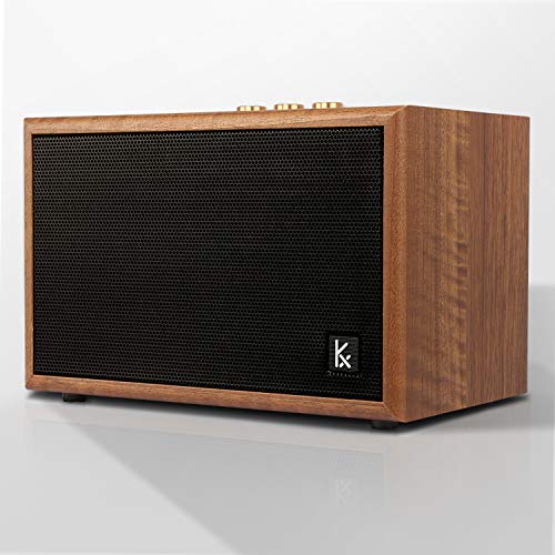 Retro Wooden Bluetooth Speaker, KONEX 40W Vintage Portable Wireless Speaker, Bluetooth 4.2 Heavy Bass Music Player, 20H Long Playtime