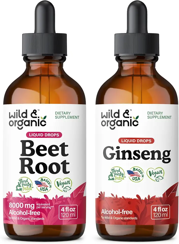 Wild & Organic Beet Root Tincture 4 fl oz & Ginseng Tincture 4 fl oz - Kansas Nuitrition - HNZSDS