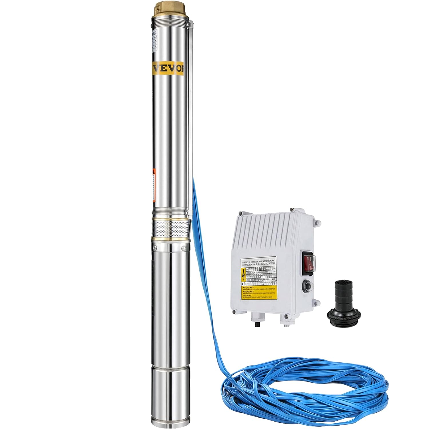 Happybuy Well Pump 1.5 HP 220V Submersible Well Pump 335ft Head 24GPM Stainless Steel Deep Well Pump for Industrial and Home Use