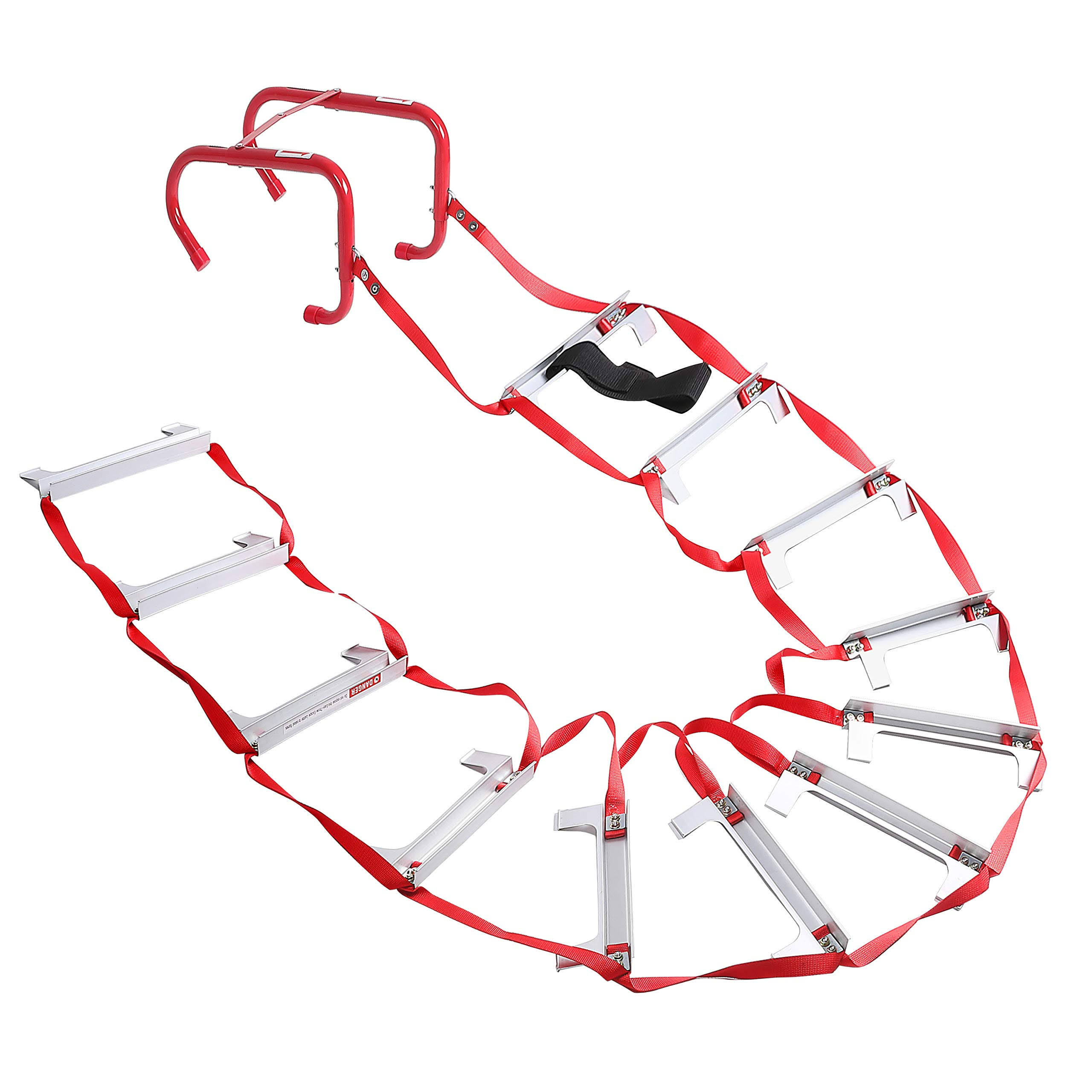 Emergency Fire Escape Ladder, Portable Ladder with Anti-Slip Rungs and Wide Step
