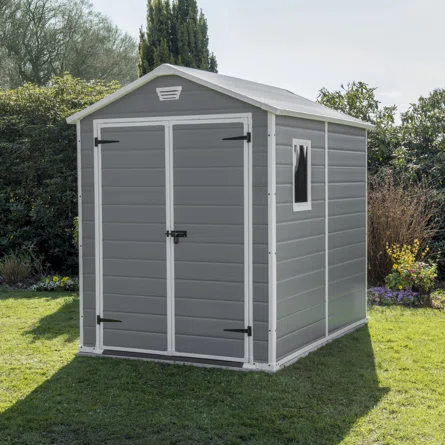 Keter Manor Outdoor Garden Storage Shed, Beige, 4 x8、6 x 8 ft