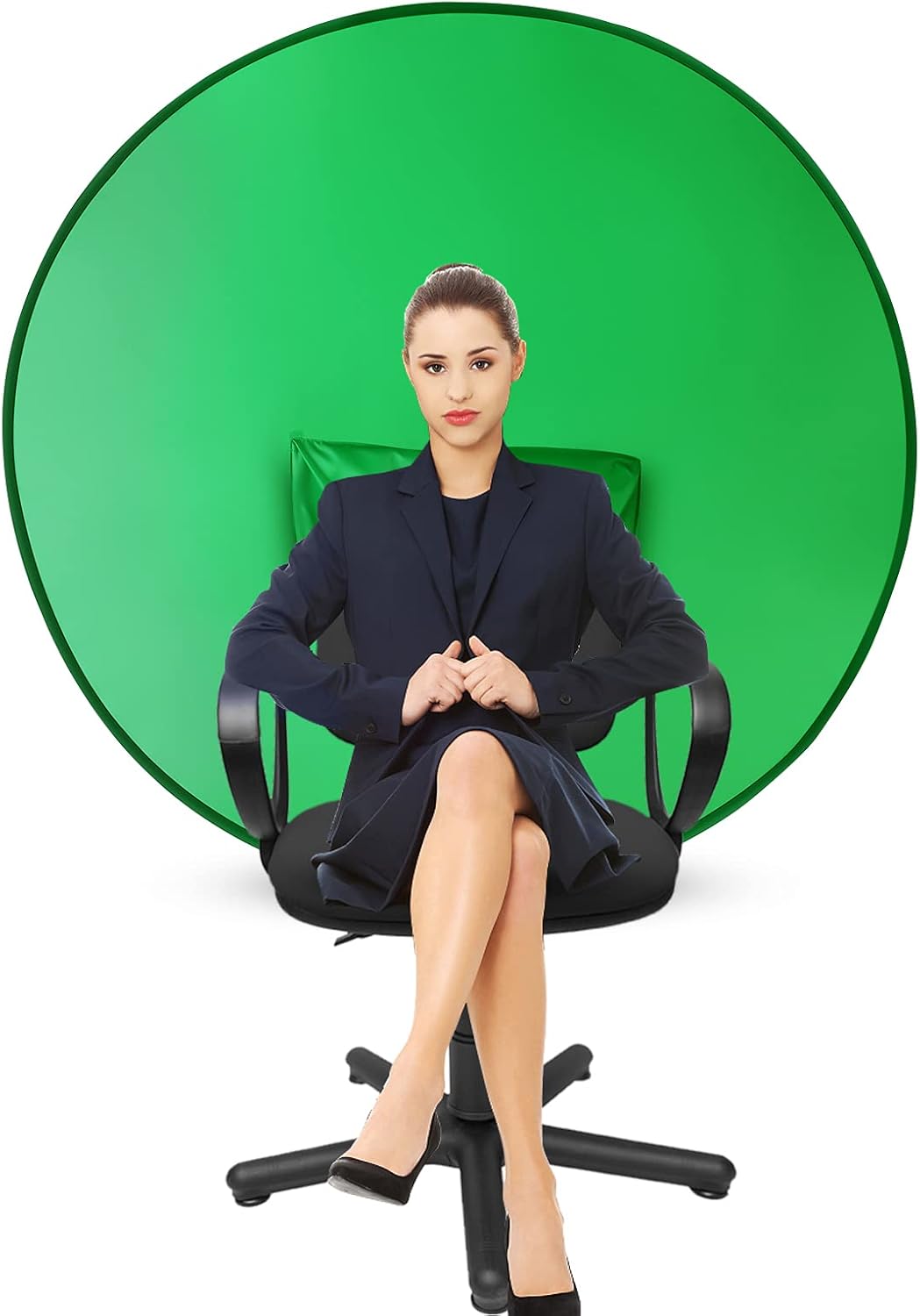CoosBonfik Portable Green Screen Backdrop (56''), Collapsible Webcam Background, Green Screen for Chair, Chroma Key Green