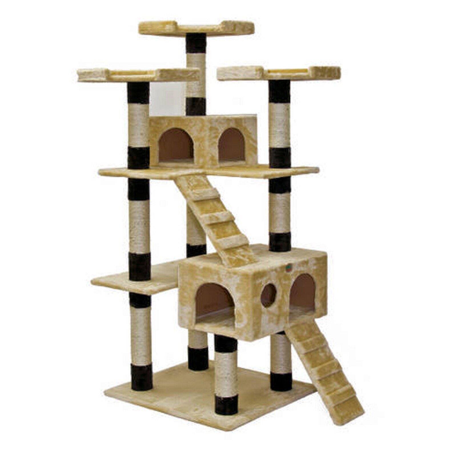 Go Pet Club Cat Tree Condo Furniture, Beige/Black, 72x22
