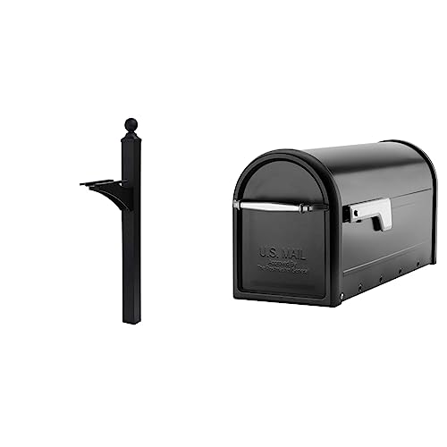 Architectural Mailboxes Landover Aluminum Mailbox Post, Black and Architectural Mailboxes Chadwick Galvanized Steel Post-Mount Mailbox, 8950B-10