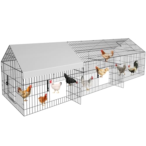 Metal Chicken Coop 87"×40" with Cover Chicken Run Pen for Yard Outdoor Large Portable Chicken Playpen Enclosure Rabbit Small Animal Dog Poultry Cat