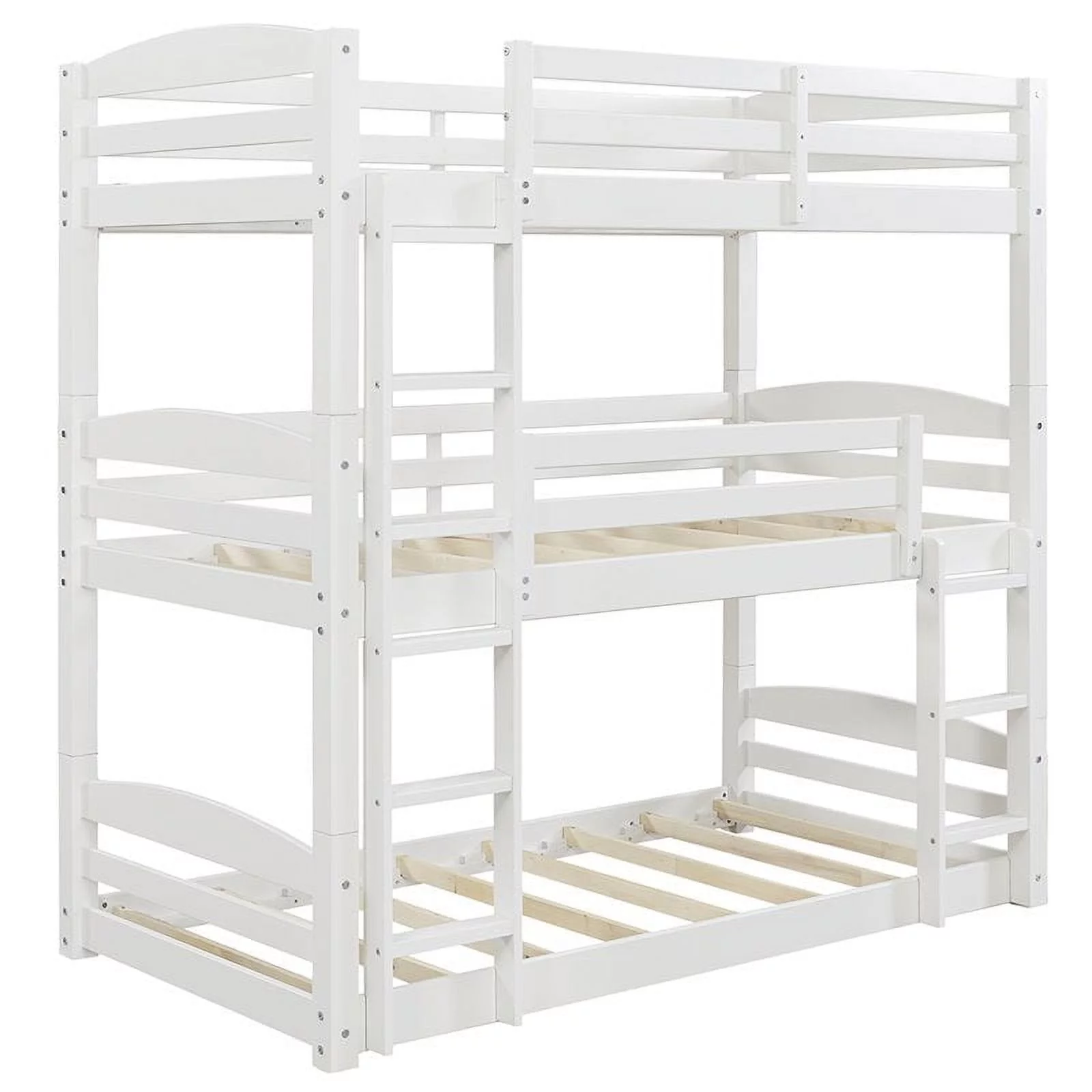 Dorel Living Sierra Traditional Wood Twin Triple Bunk Bed in White