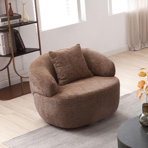 Swivel Sofa Chair for Living Room, Lazy Boy Chair, Round Barrel Chair, Comfy Club Chairs