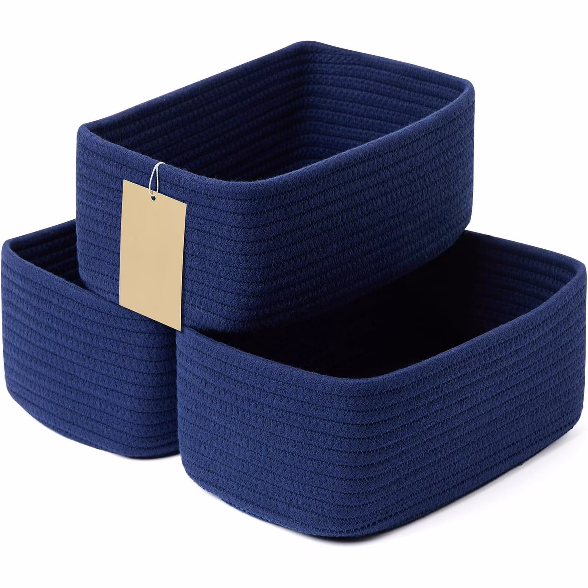 AllWays Plaza Small Storage Baskets for Organizing | Closet Organizer Bins | Shelf Toy Basket | Woven Rope Baskets | Cube Decorative Box | Shallow