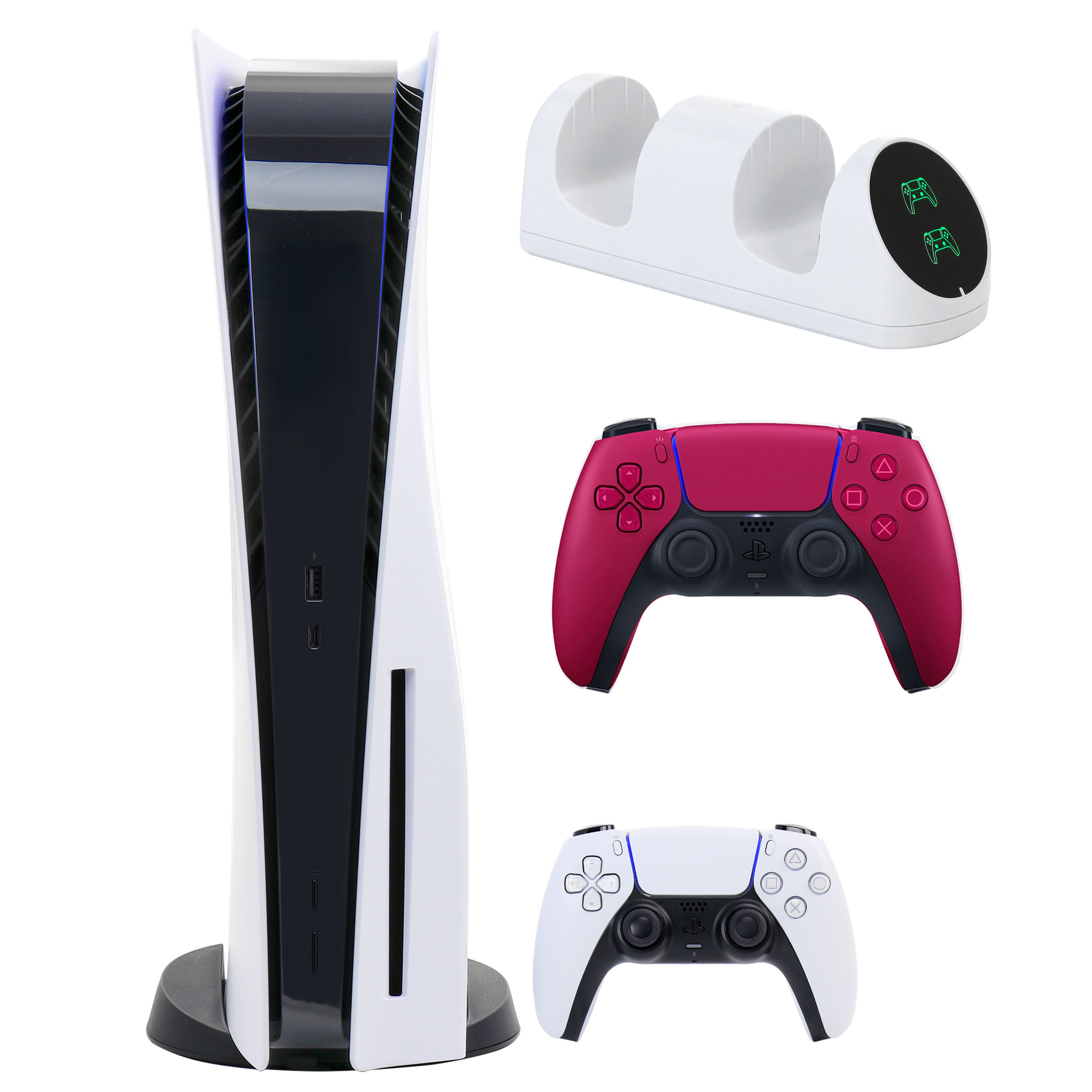 Sony PlayStation 5 Core with Extra Red Dualsense Controller and Dual Charging Dock