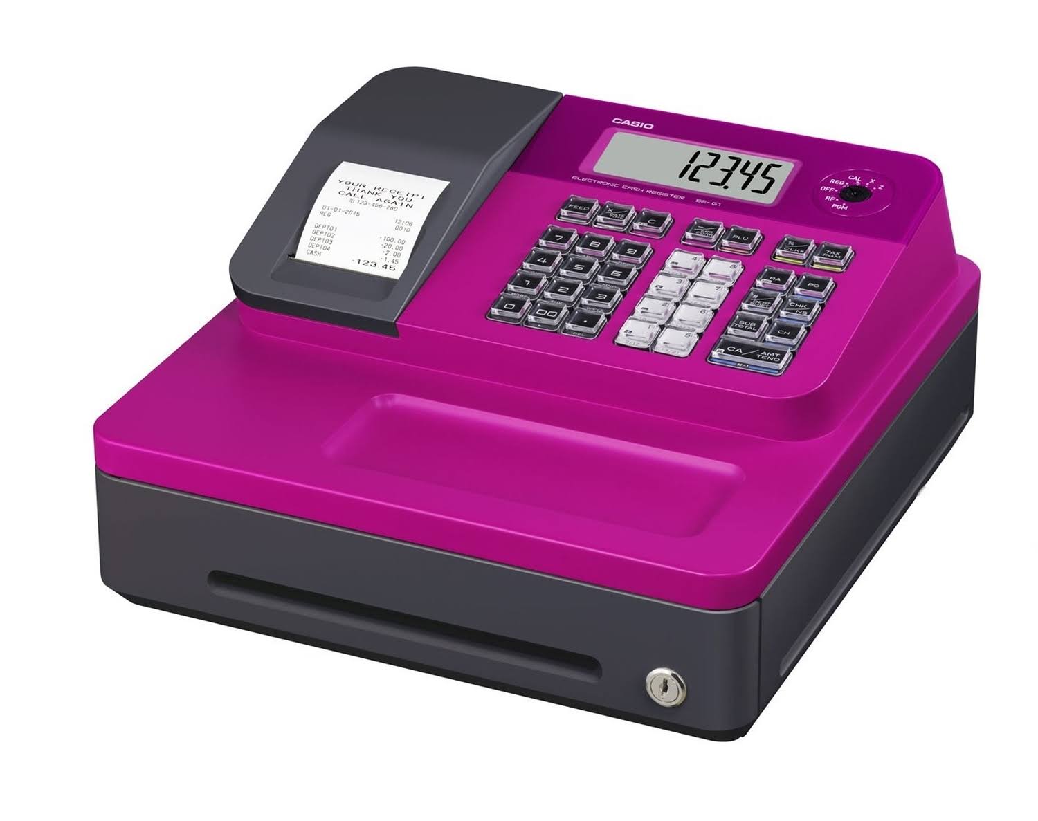 Casio SEG1SC Thermal Print Cash Register, Pink