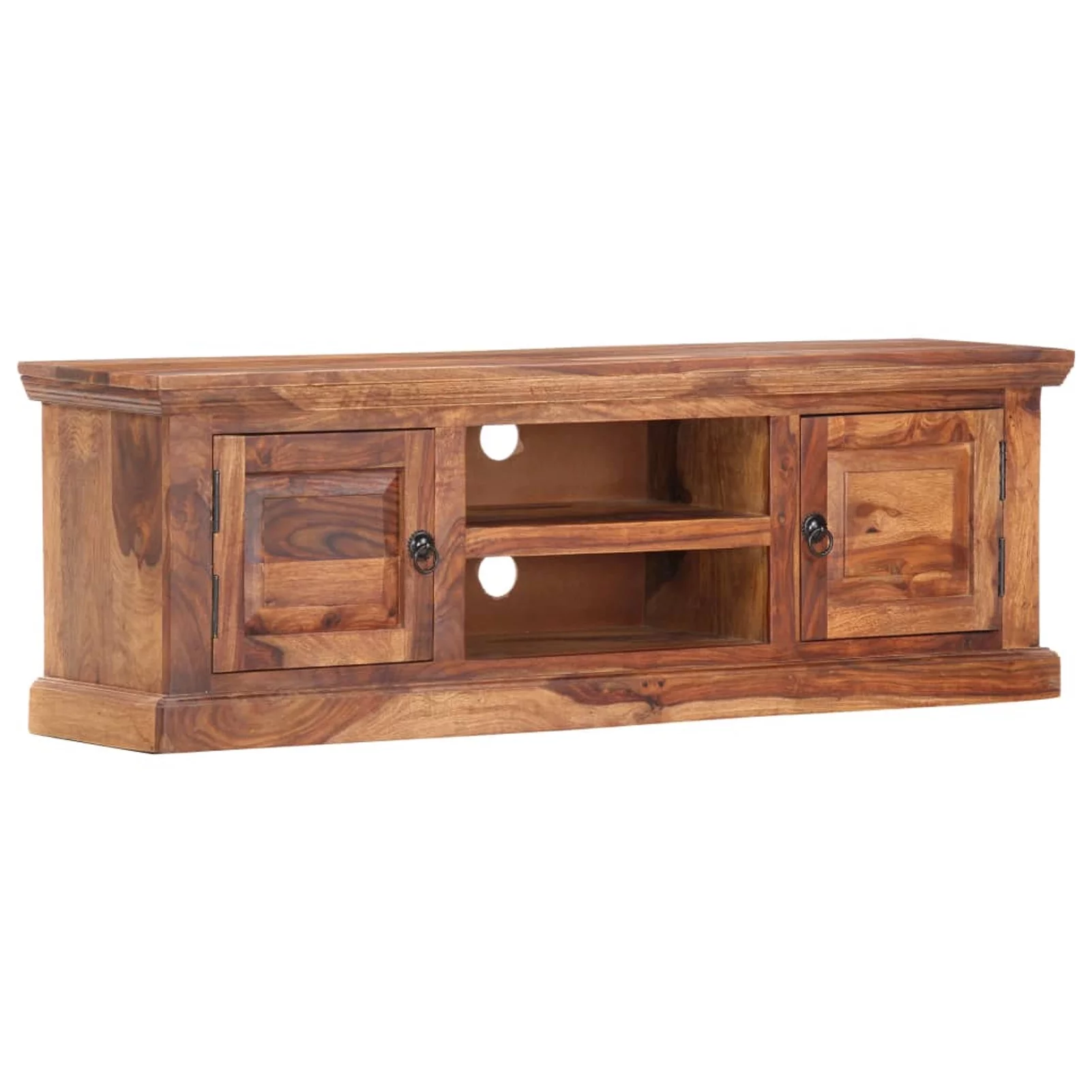 Anself TV Cabinet with 2 Storage Compartments and 2 Doors Sheesham Wood Television Stand Sofa End Table for Living Room Home Furniture 47.2 x 11.8 x