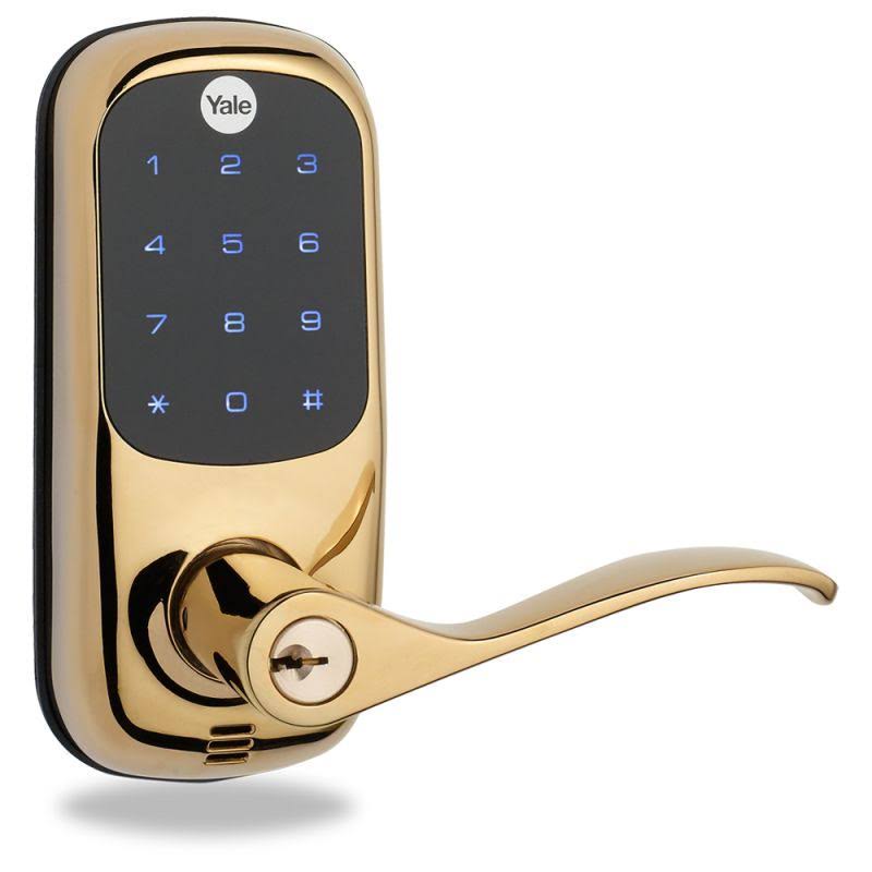 Yale Real Living Standalone Touchscreen Lever Lock Polished Brass