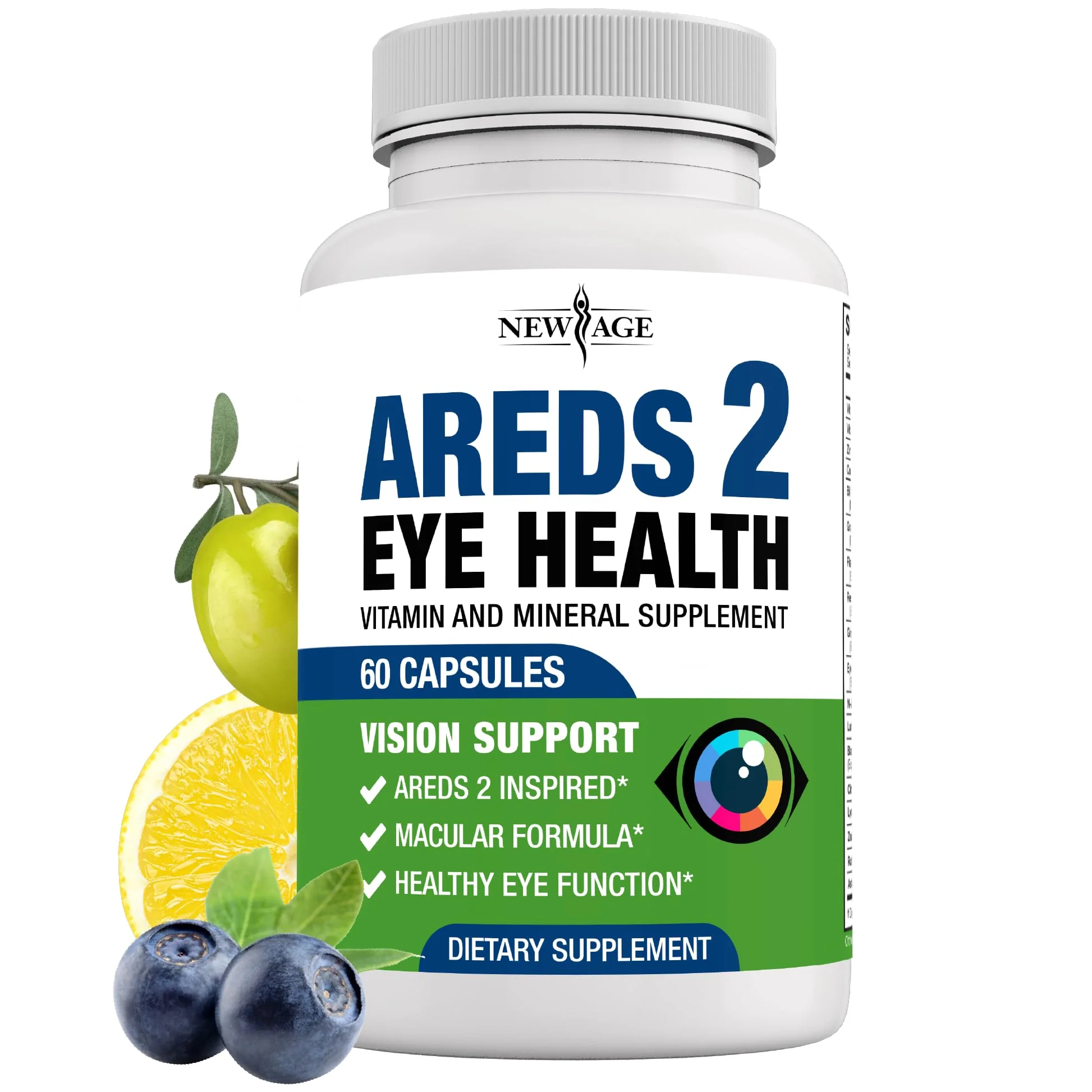 NEW AGE AREDS 2 Eye Vitamin Contains Bilberry 6000mg Lutein & Zeaxanthin - 60 Count - Kansas Nuitrition - HNZSDS