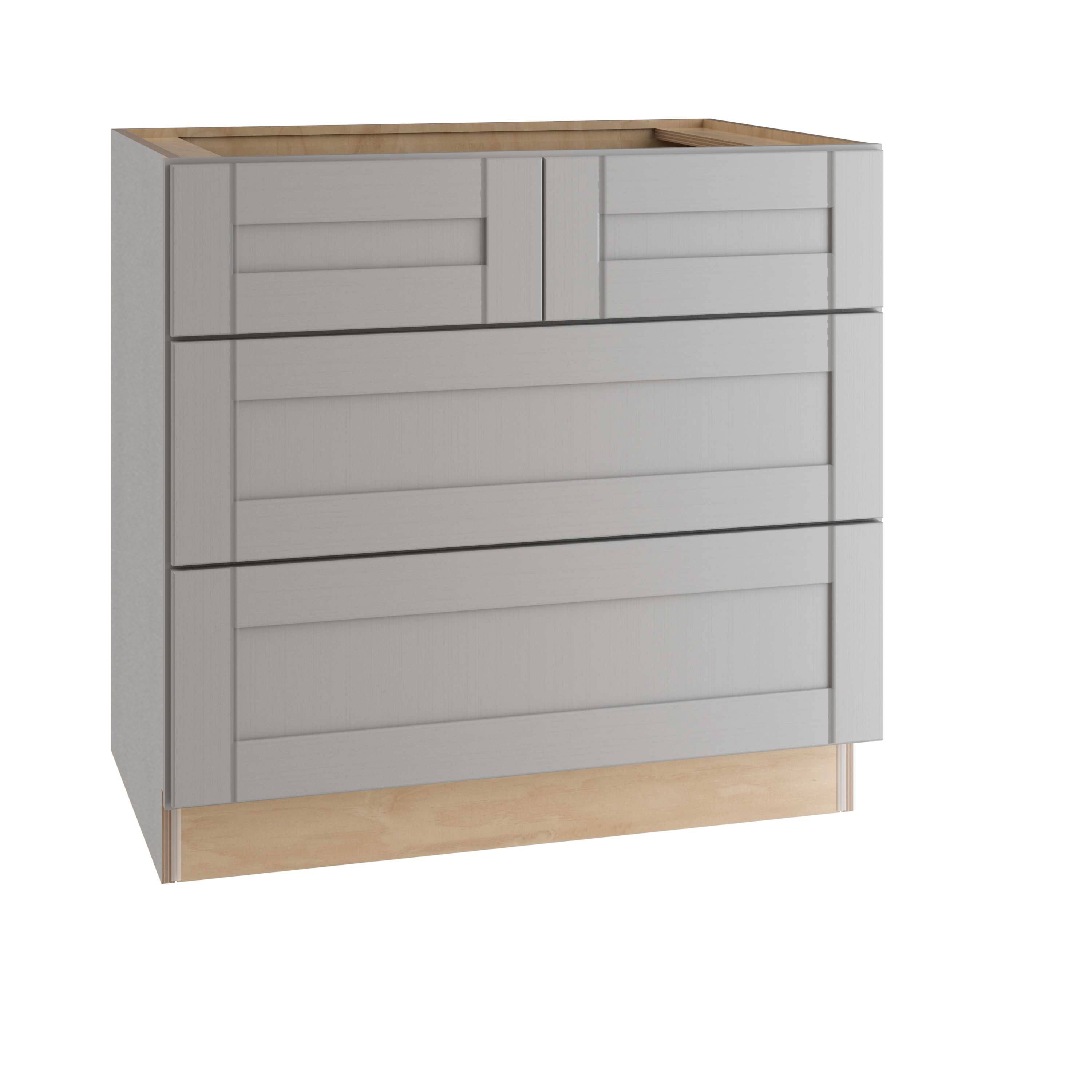 Contractor Express Cabinets BD36-XVG Veiled Gray Shaker Assembled Plywood 36 in. x 34.5 in. x 24 in. Base Drawer Kitchen Cabinet