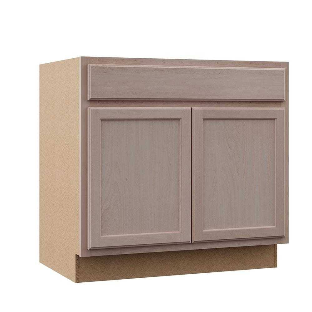 Hampton Bay Hampton Assembled 36x34.5x24 in. Sink Base Kitchen Cabinet in Unfinished Beech