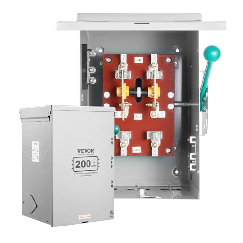 VEVOR 200A Generator Transfer Switch, 48000W Manual Transfer Switch, Heavy Duty Double-Throw Power 120/240V, Meeting NEMA 3R Standards, for Outdoor