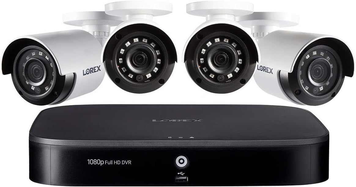Lorex Indoor/Outdoor Wired Security Camera System, 1080p HD Bullet Cameras with Motion Detection Surveillance