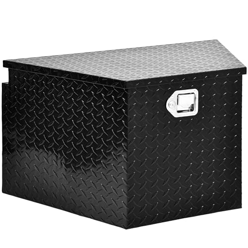 YITAMOTOR 33 Inch Trailer Tongue Boxes, Heavy Duty Aluminum Trailer Tool Box, Diamond Plate Storage Box, Waterproof Trailer Box for Pick Up Truck Bed