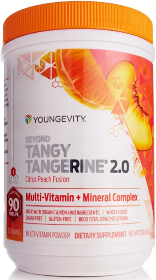 Youngevity Beyond Tangy Tangerine 2.0 Citrus Peach Fusion Multi-Vitamin & Mineral Complex - Made with Natural & Whole Foods | 8,000 ORAC