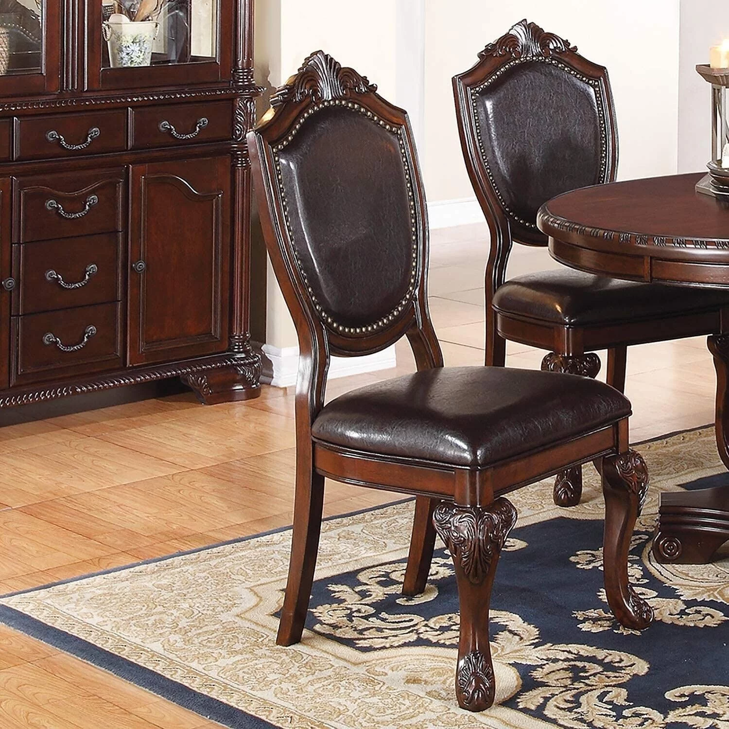 Set of 6 Dining Chairs Brown Antique Traditional Look Kitchen Dining Room Furniture Majestic Design Formal Comfort Chair