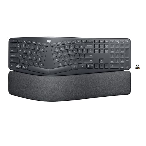 Logitech ERGO K860 Wireless Ergonomic Keyboard - Split Keyboard, Wrist Rest, Natural Typing, Stain-Resistant Fabric, Bluetooth and USB Connectivity
