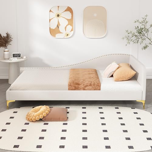 SOFTSEA Full Size Daybed with Storage Drawers, Upholstered L Shape Daybed with Tufted Backrest
